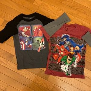 2 Super Hero long sleeve graphic tees